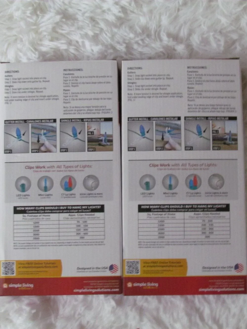 Simple Living Universal Light Clips 100 Per Box - Lot of 2 Boxes - NEW